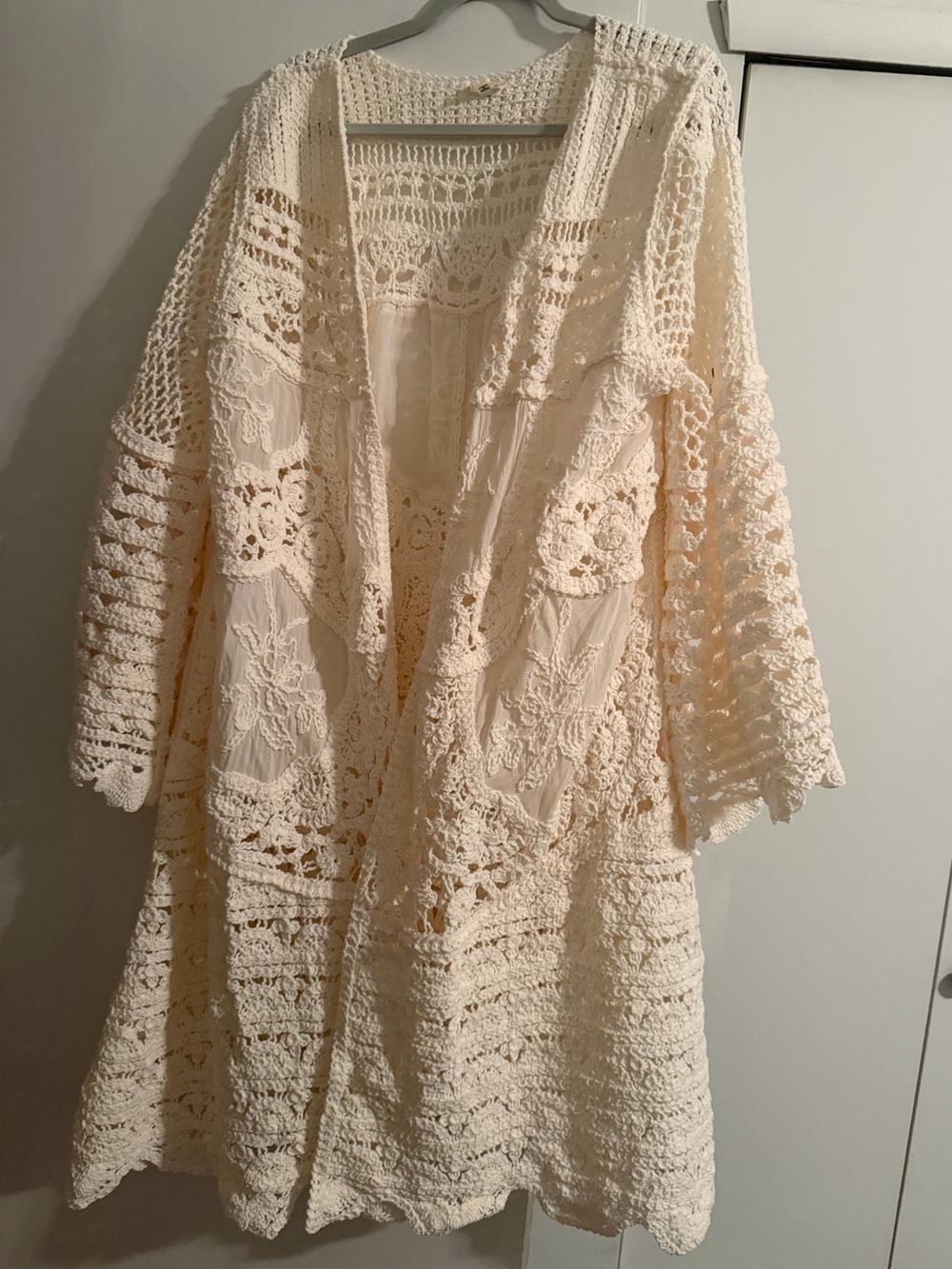 POL Boho Crochet Lace Cream Women’s Cardigan